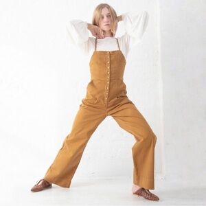 Ulla Johnson Effie Wide Leg Tie Back Apron Jumpsuit Ochre 2